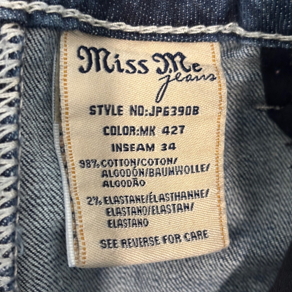 Miss Me Signature Bootcut Blue Jeans Women 27x34 Stretch Western Boho Distress - Picture 8 of 14